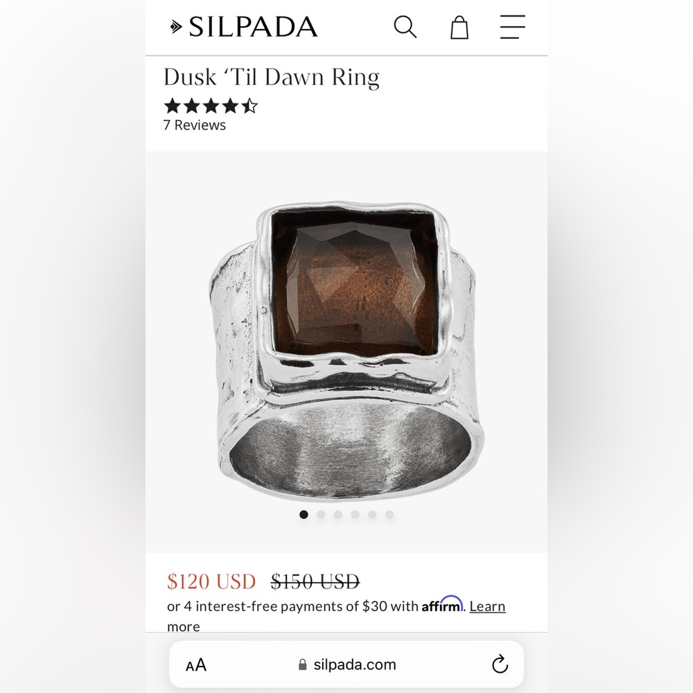 Silpada Sterling Silver Smokey Quartz Ring - Picture 13 of 16